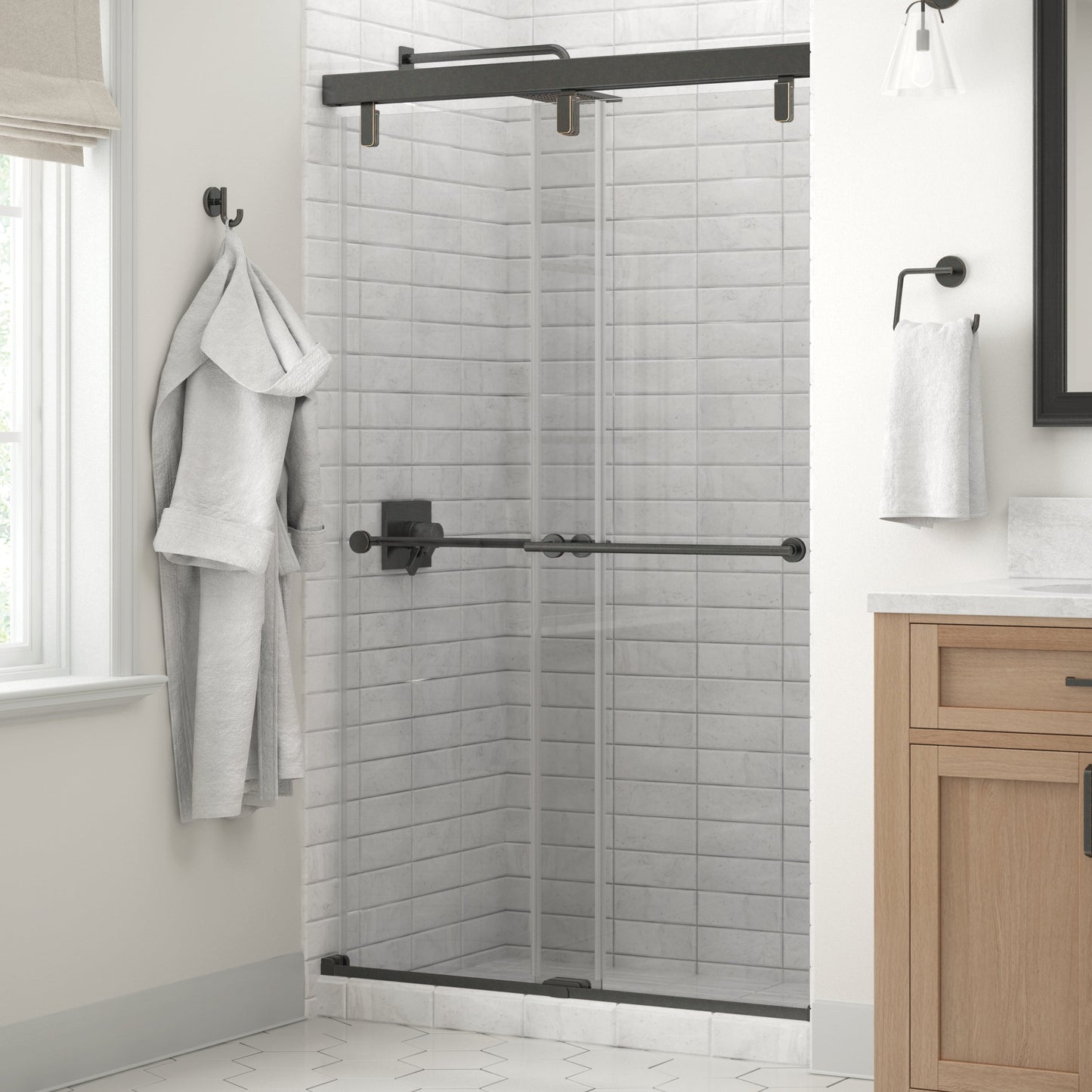 48" Shower / Clear / Delta Oil Rubbed Bronze