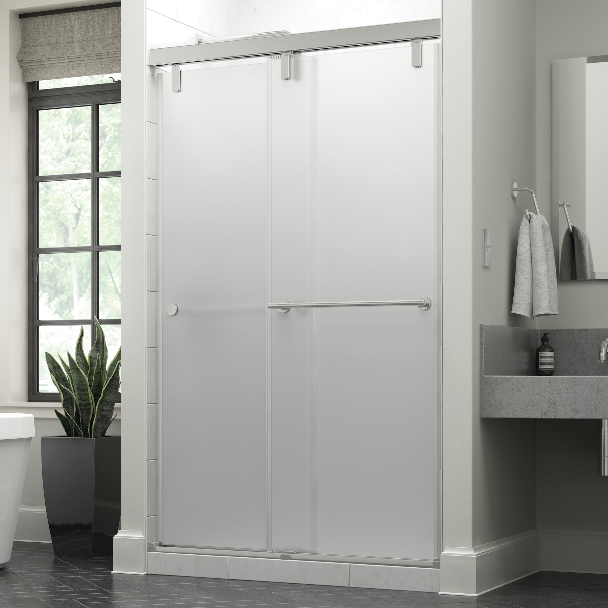 48" Shower / Frosted / Polished Chrome