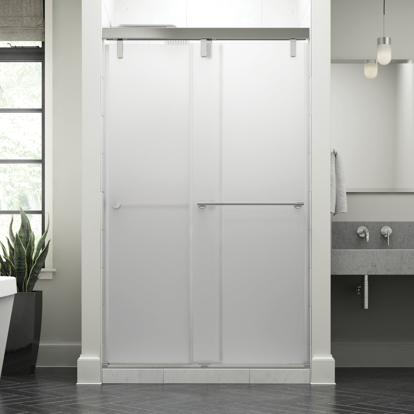 48" Shower / Frosted / Polished Chrome