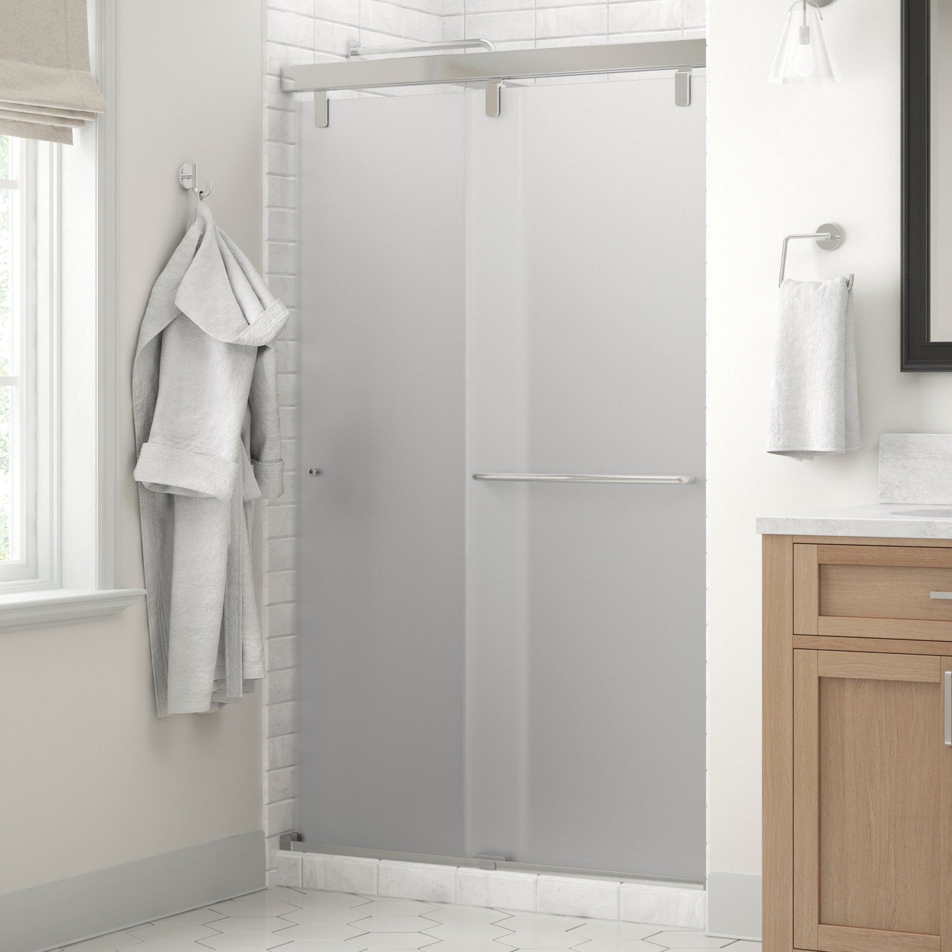 48" Shower / Frosted / Polished Chrome