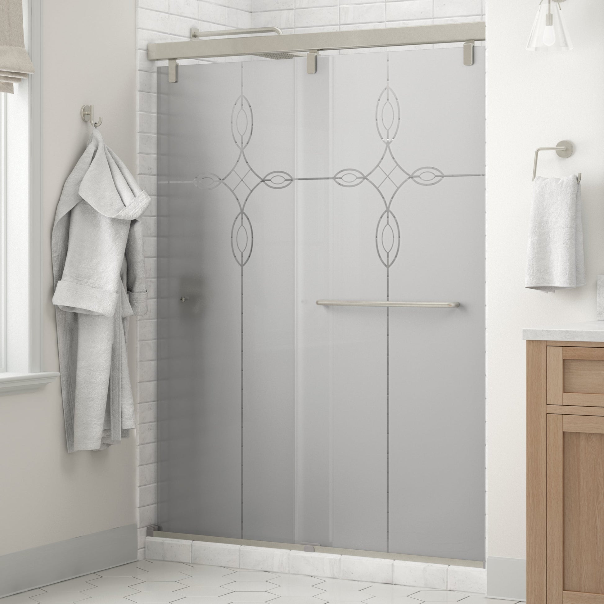 60" Shower / Tranquility / Delta Brushed Nickel