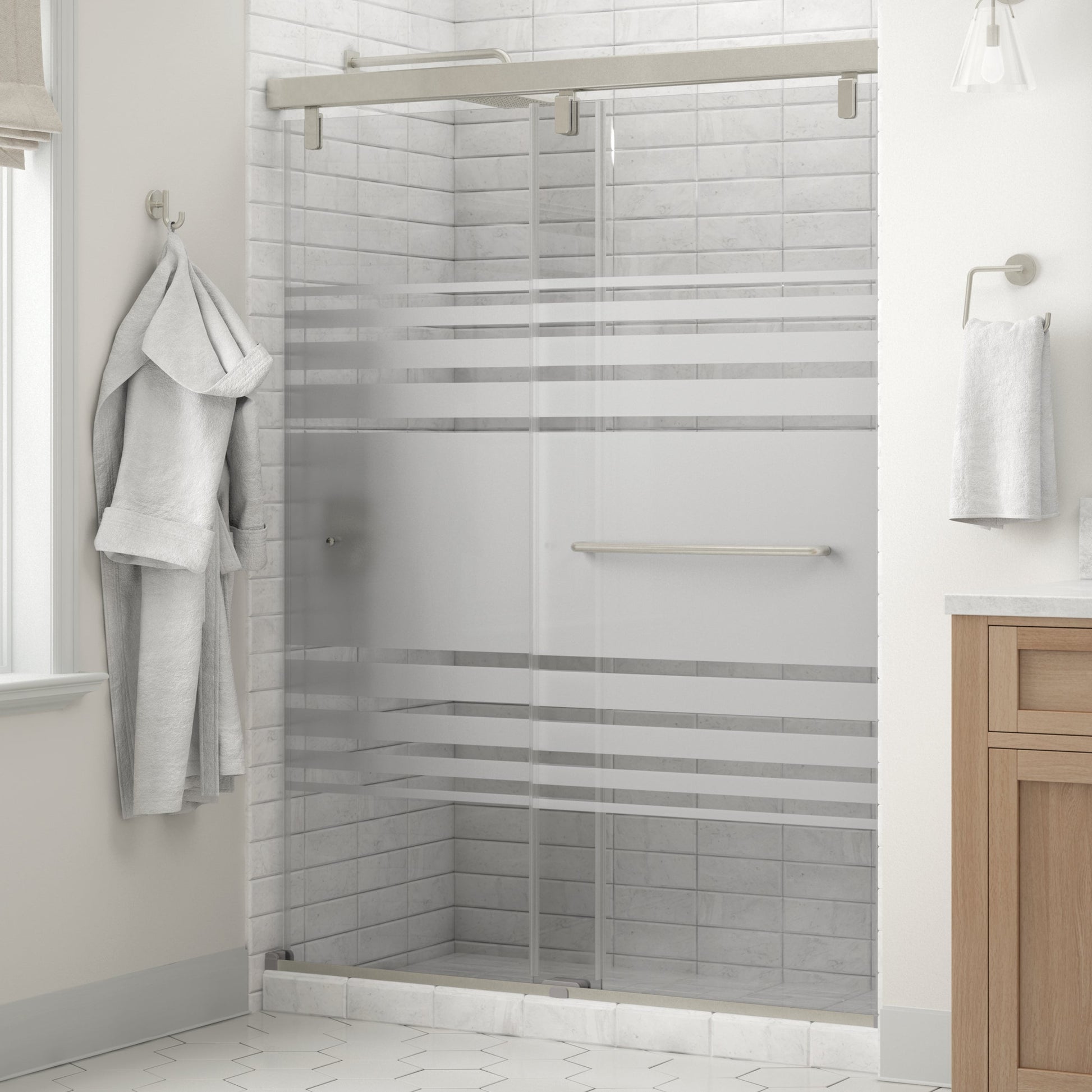 60" Shower / Transition / Delta Brushed Nickel