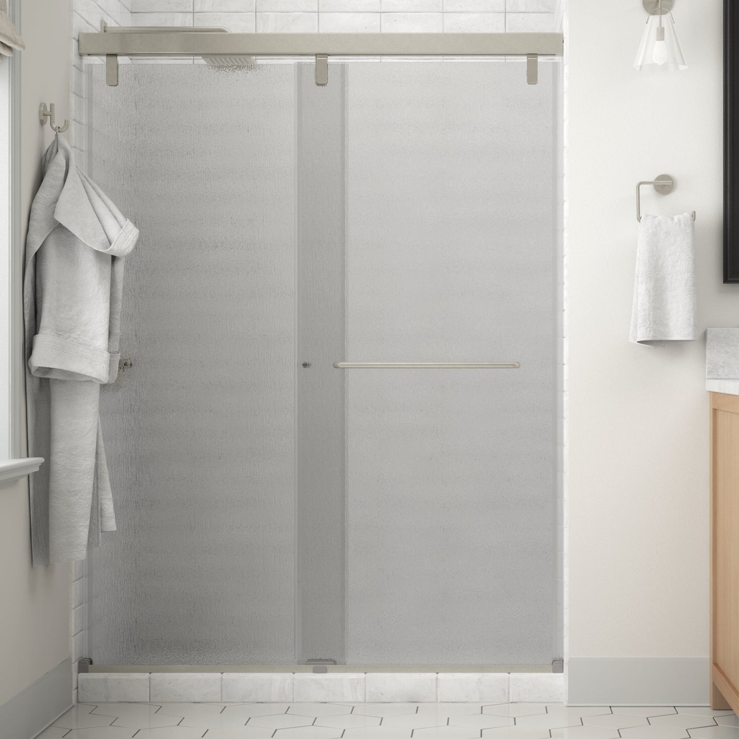 60" Shower / Rain / Delta Brushed Nickel