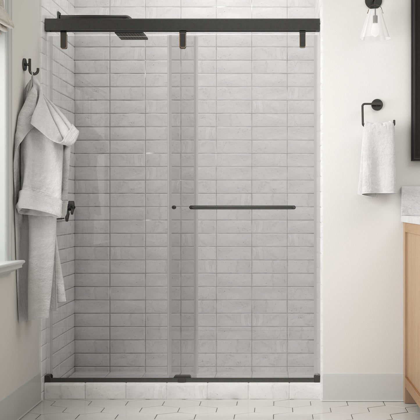 60" Shower / Clear / Delta Oil Rubbed Bronze