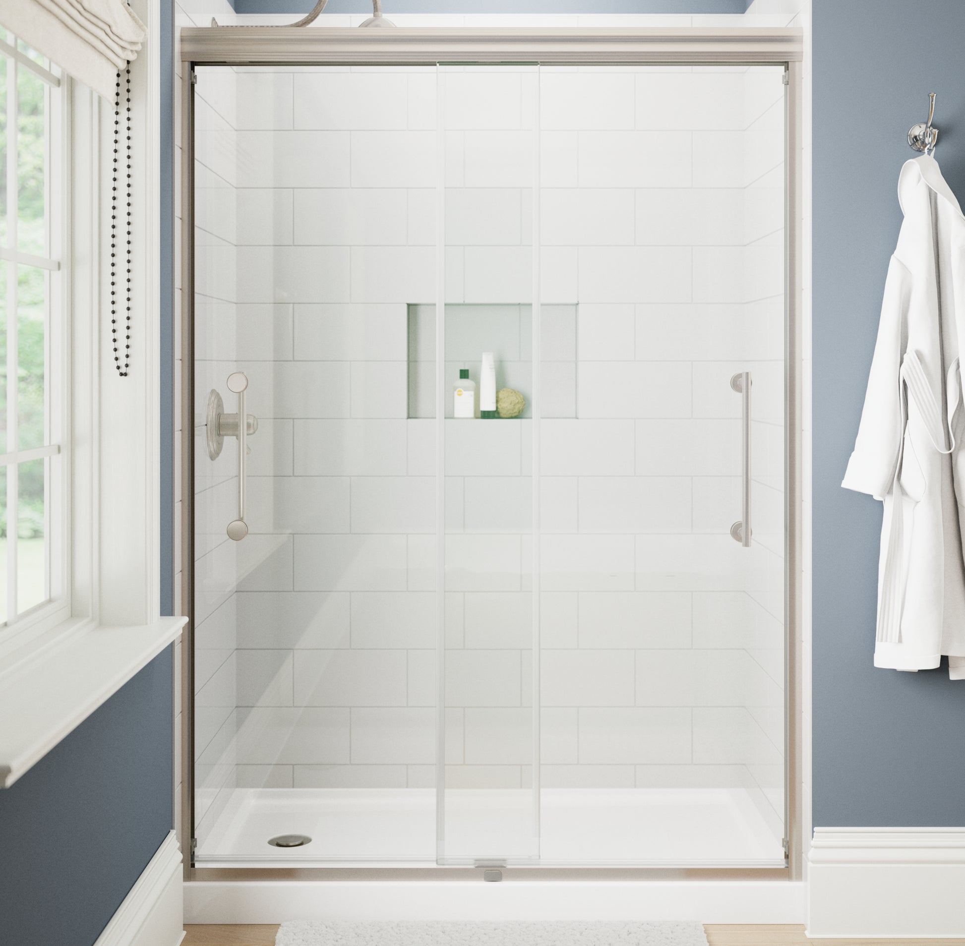 60" Shower / Clear / Shower Door Brushed Nickel