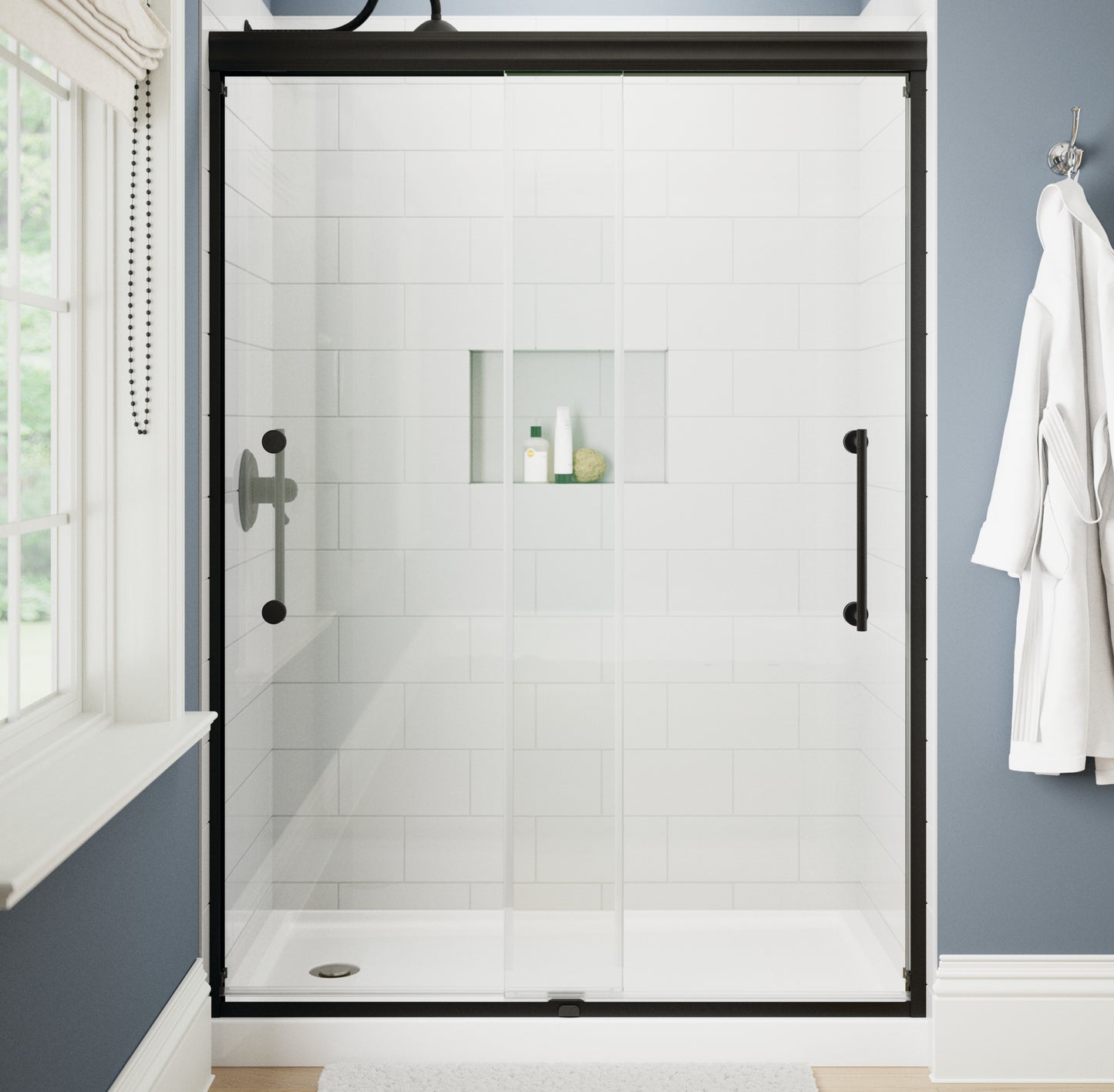 60" Shower / Clear / Matte Black