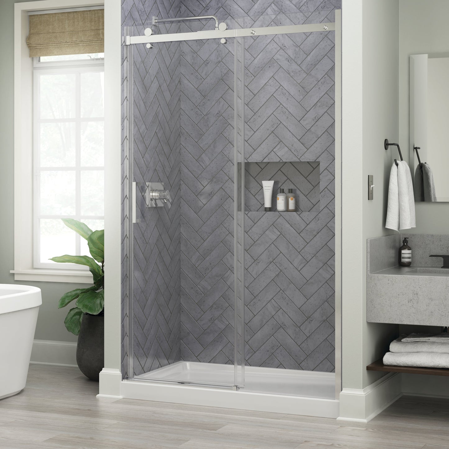 48" Shower / Clear / Polished Chrome