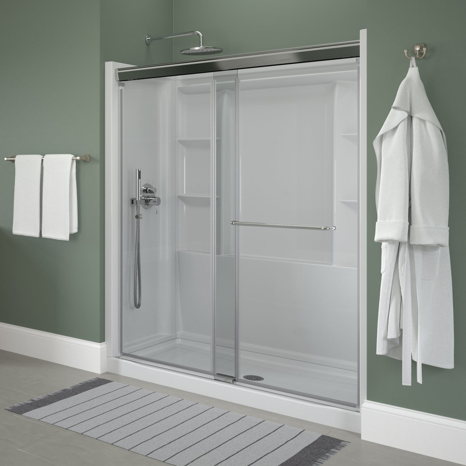 60" Shower / Clear / Chrome