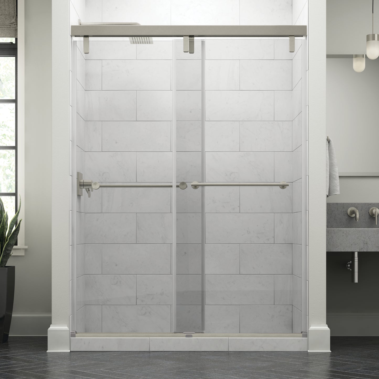 60" Shower / Clear / Brushed Nickel (Delta)