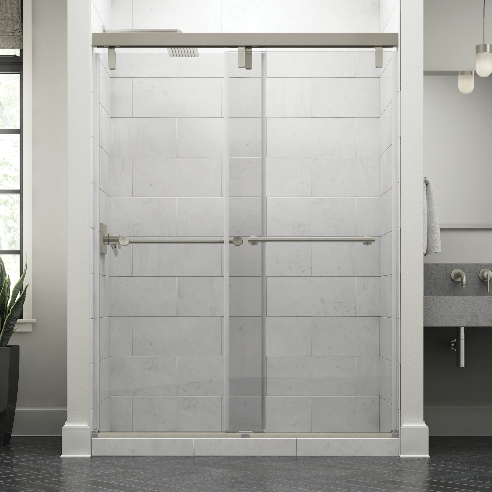 60" Shower / Clear / Brushed Nickel (Delta)