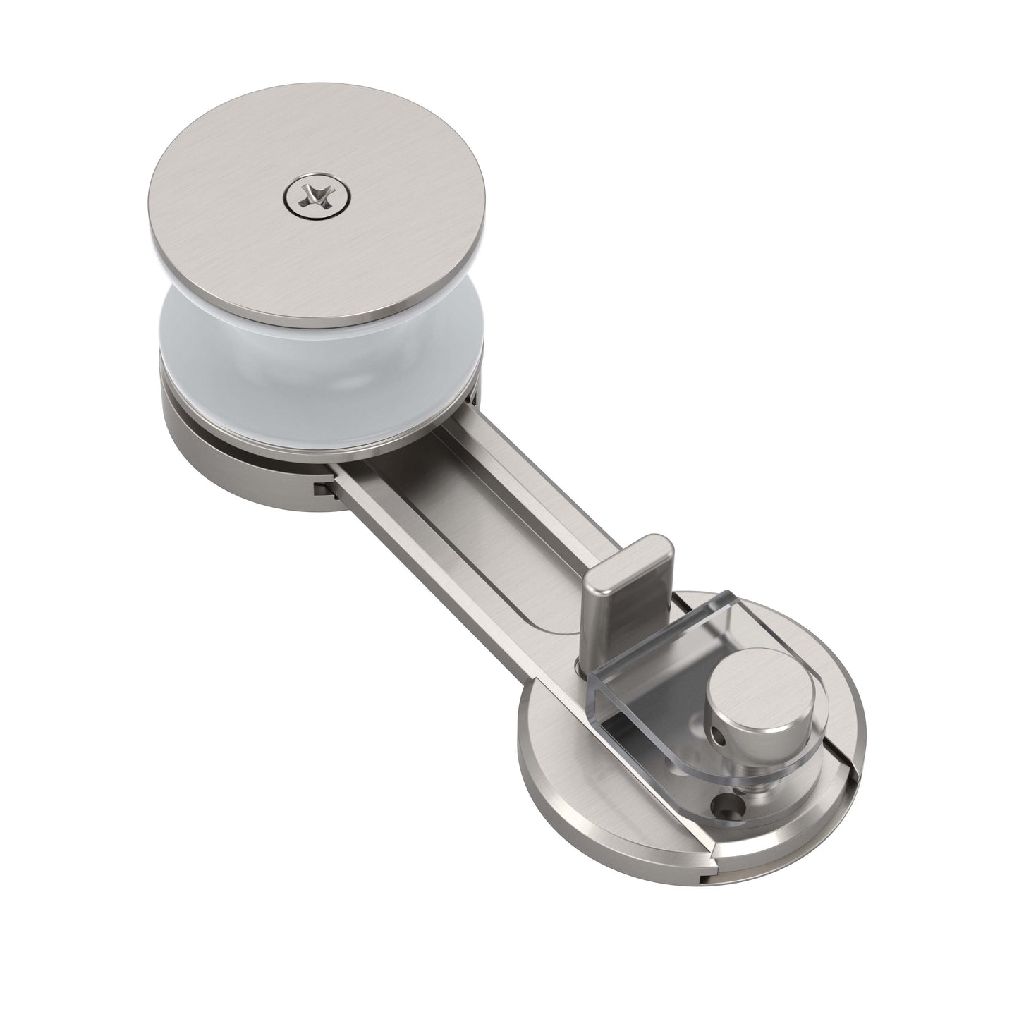Satin nickel replacement roller on a white background