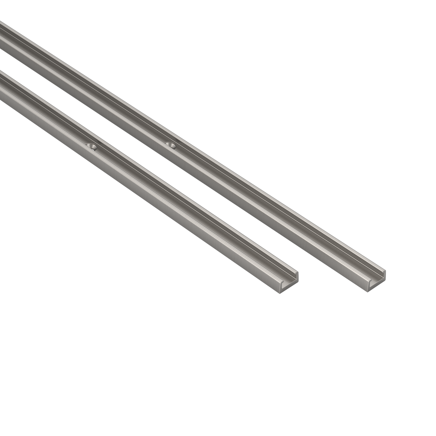 Two Classic 500 satin nickel magnetic side jambs on a white background