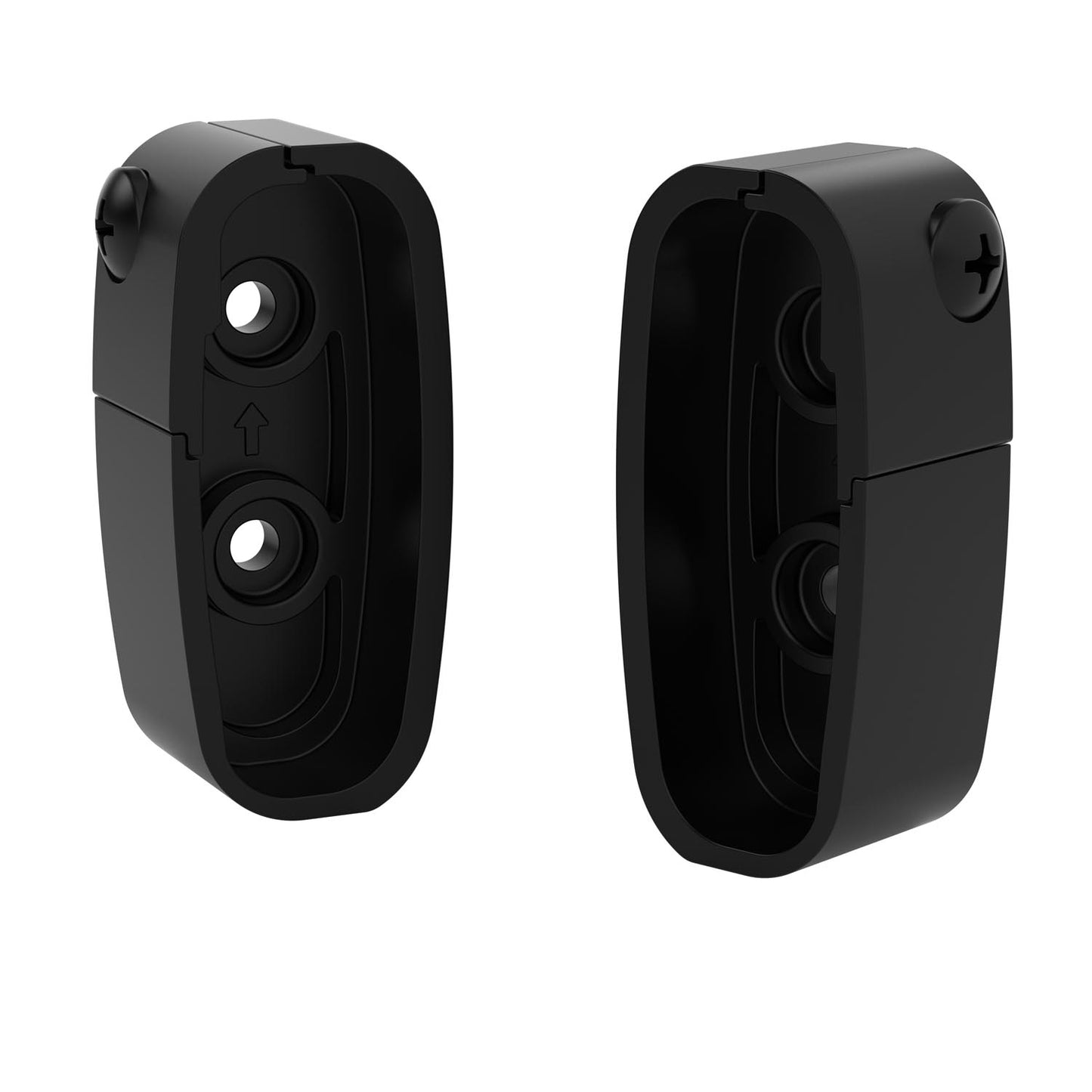 Two Delta Flannigan Replacement Collars in Matte Black on a white background