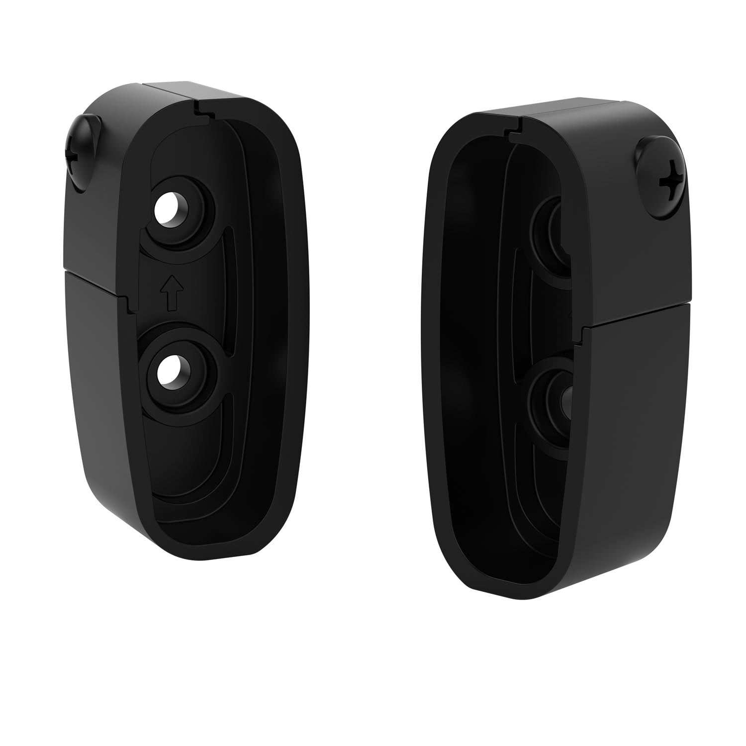 Two Delta Flannigan Replacement Collars in Matte Black on a white background