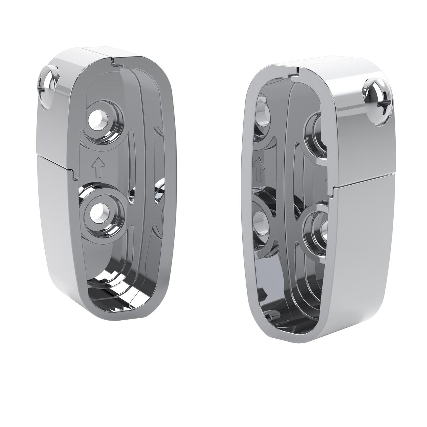 Two Delta Flannigan Replacement Collars in Polished Chrome on a white background