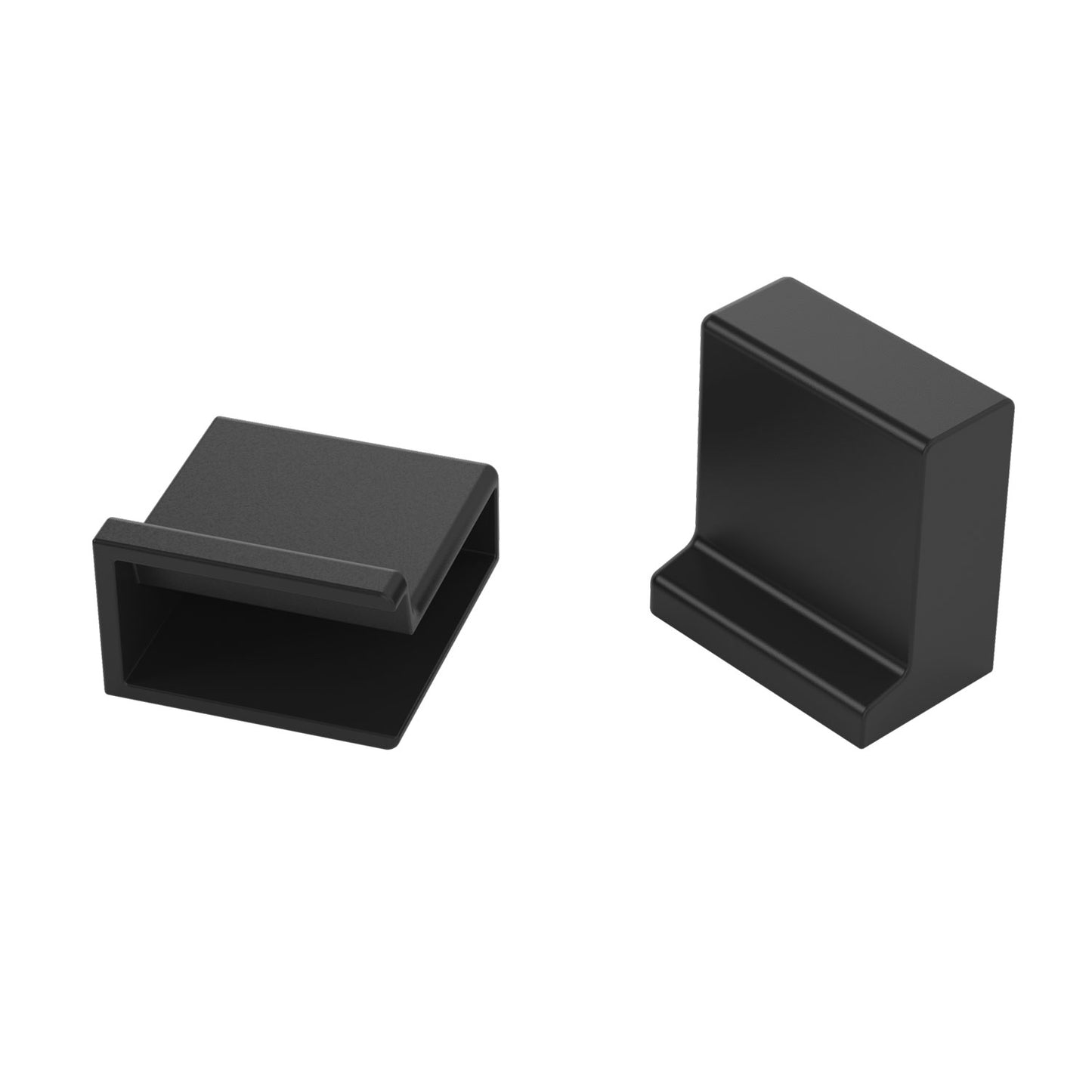 Two end cap pieces in matte black
