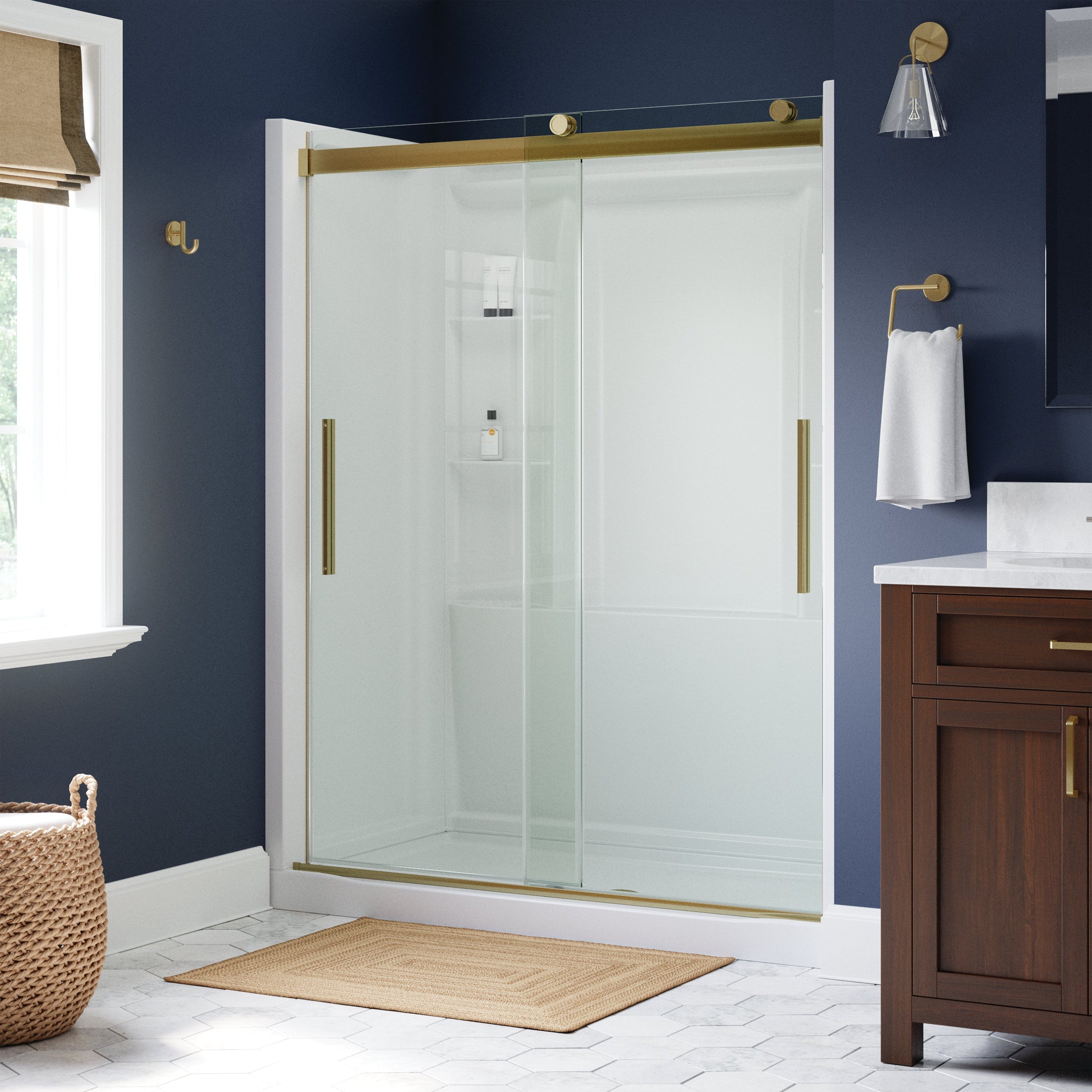 Delta EverEdge Shower Door in Matte Gold